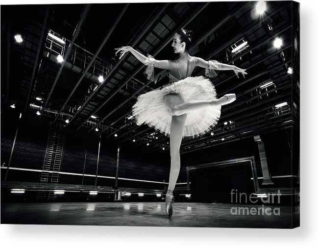 Ballet Acrylic Print featuring the photograph Ballerina in the white tutu by Dimitar Hristov