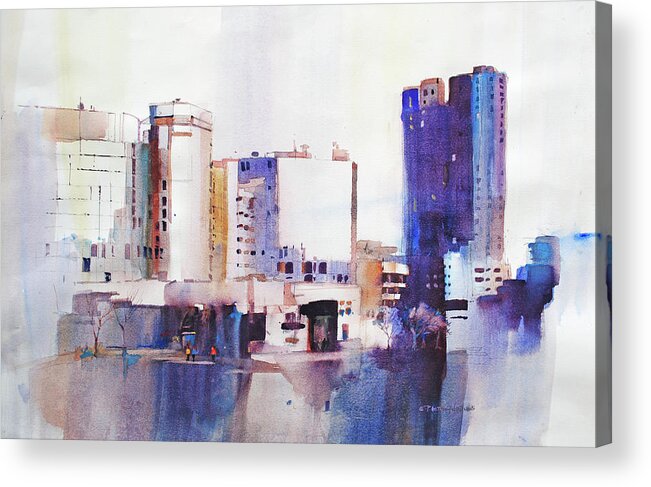 Visco Acrylic Print featuring the painting Baltimore Plaza by P Anthony Visco