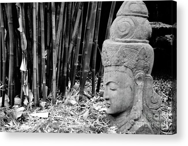 Landscape Acrylic Print featuring the photograph Bamboo Landscape Statue Asian by Chuck Kuhn