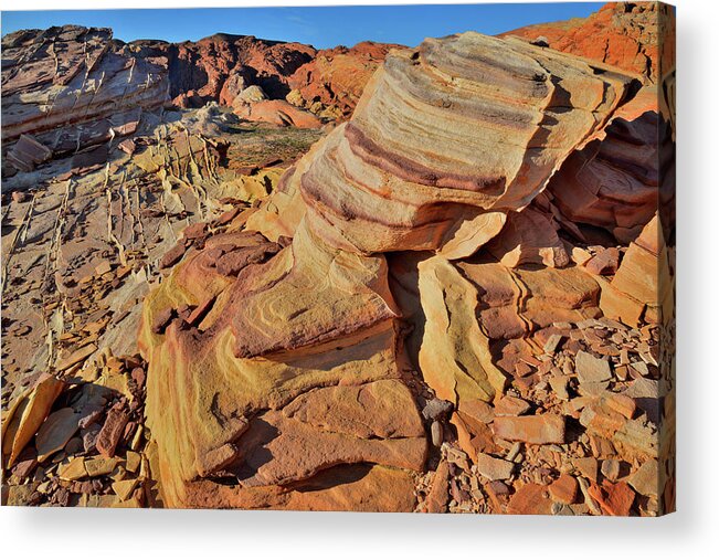 Valley Of Fire State Park Acrylic Print featuring the photograph Bands of Colorful Sandstone in Valley of Fire by Ray Mathis