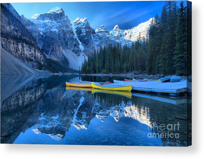 Moraine Lake Acrylic Print featuring the photograph Banff Moraine Lake Reflections by Adam Jewell