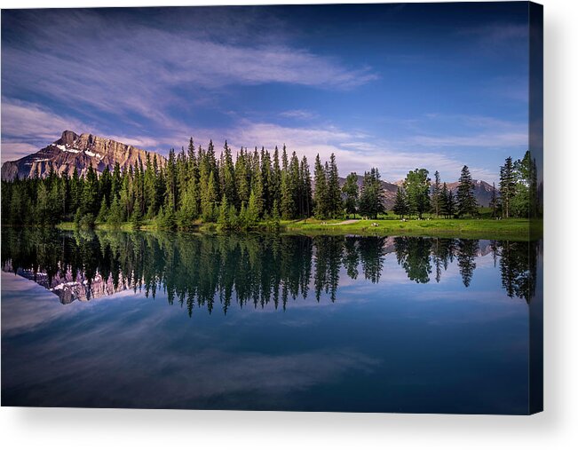 Banff Acrylic Print featuring the photograph Banff Reflection by Ron Biedenbach