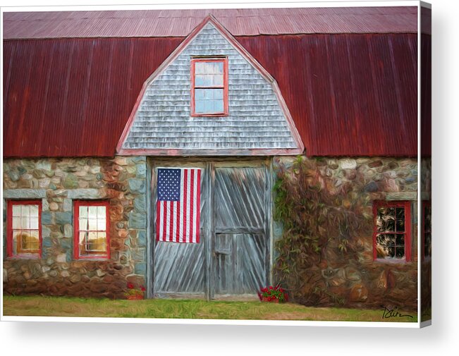 American Flag Acrylic Print featuring the photograph Bar Harbor Barn by Peggy Dietz