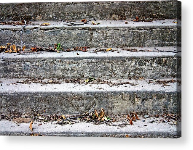 Autumn Acrylic Print featuring the photograph Barge Town Grocery Steps by KayeCee Spain