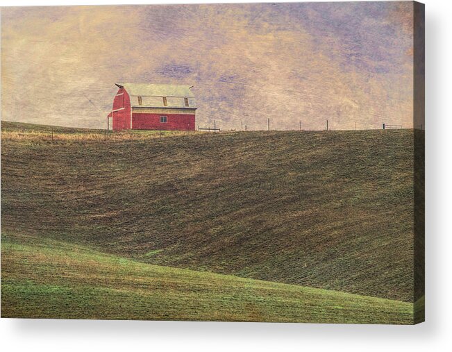 Red Barn Acrylic Print featuring the photograph Barn on a Hill by Bonnie Bruno