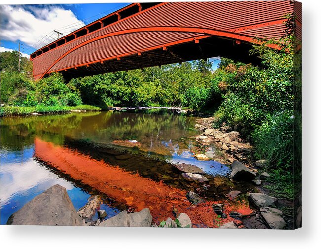 Barrackville Covered Bridge Acrylic Print featuring the photograph Barrackville Covered Bridge - Marion Country West Virginia by Gregory Ballos