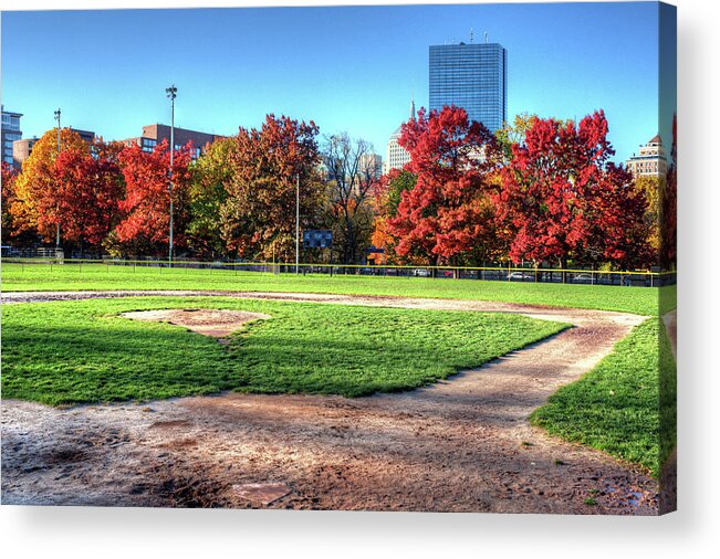 Boston Acrylic Print featuring the photograph Baseball season is over Boston MA Boston Common Baseball Field by Toby McGuire