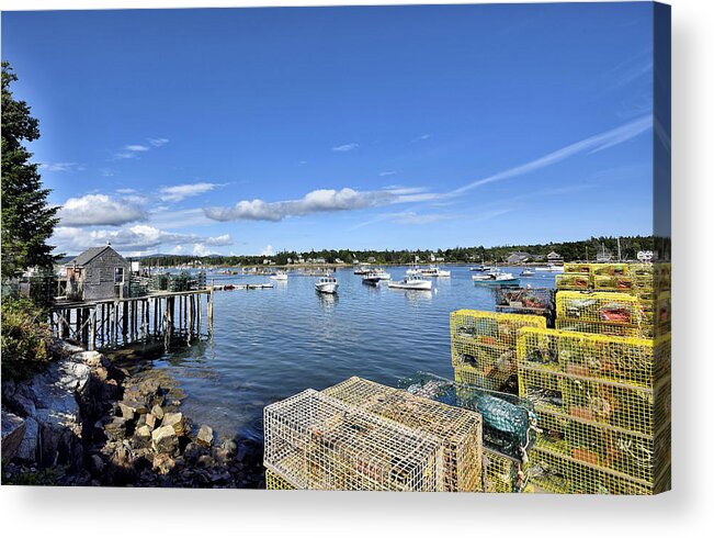 bass Harbor Acrylic Print featuring the photograph Bass Harbor lobster traps - Maine by Brendan Reals