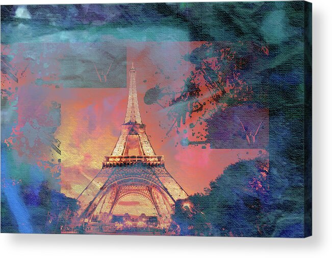 Paris Acrylic Print featuring the mixed media Bastille Day 5 by Priscilla Huber