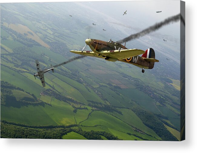 Hurricane Acrylic Print featuring the photograph Battle of Britain dogfight by Gary Eason