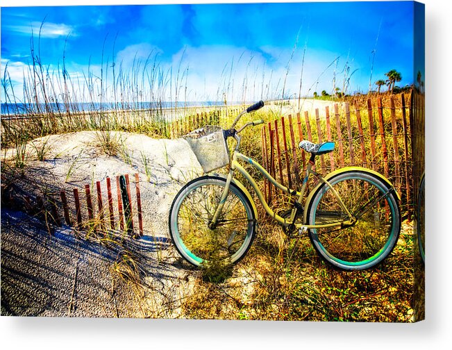Clouds Acrylic Print featuring the photograph Beach Bike at the Dunes by Debra and Dave Vanderlaan