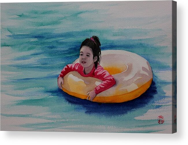 Beach Acrylic Print featuring the painting Beach Fun by Kelly Miyuki Kimura