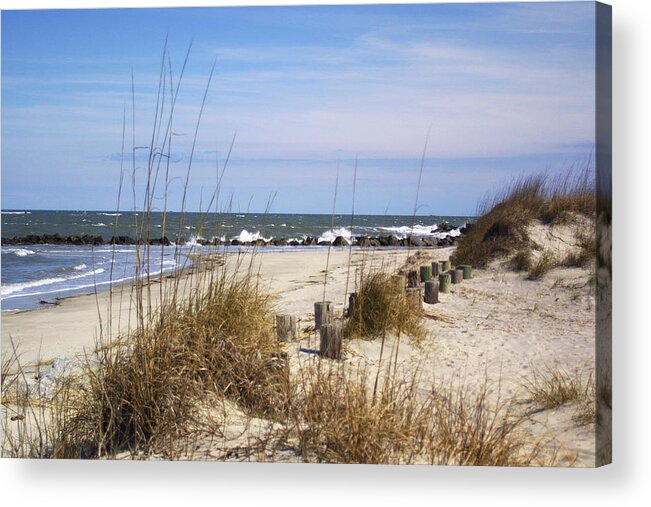 Landscape Acrylic Print featuring the photograph Beach Grass by Jean Wolfrum