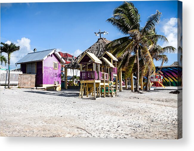 Ambergris Caye Acrylic Print featuring the photograph Beach Huts by Lawrence Burry