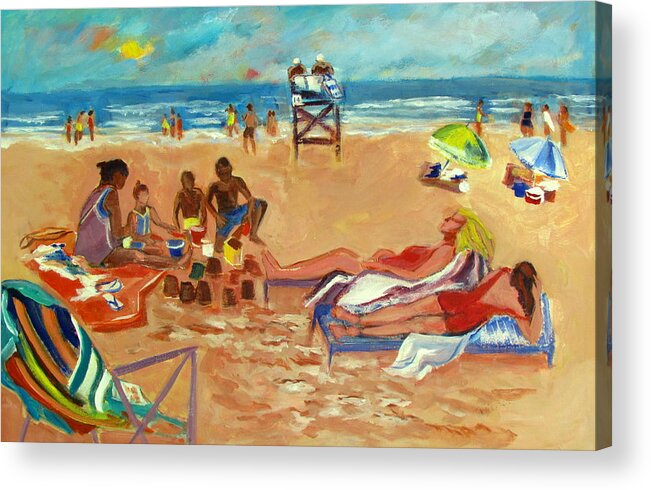 Beach Acrylic Print featuring the painting Beach in August by Betty Pieper