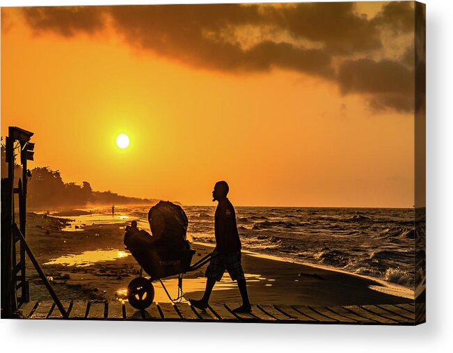 Beach Acrylic Print featuring the photograph Beach Sunset #3 by Harry Strharsky