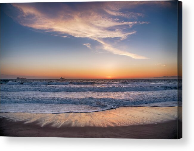 Beach Sunset Acrylic Print featuring the photograph Beach Sunset by Steven Michael