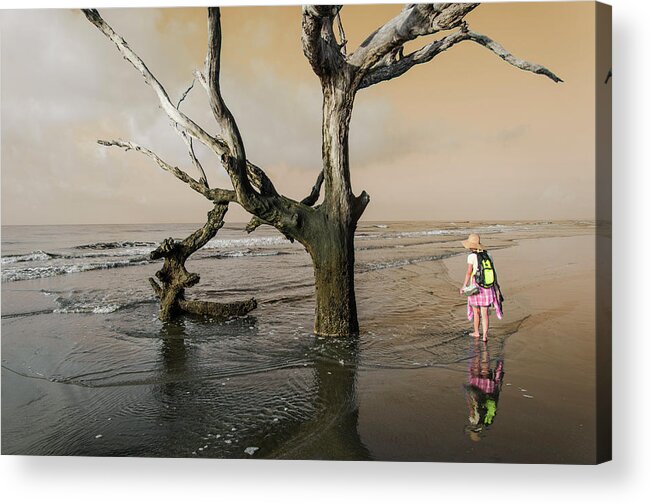 Ocean Acrylic Print featuring the photograph Beachcombing by Jim Cook