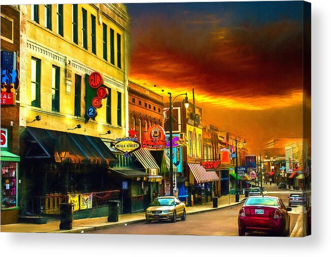 Beale Street Acrylic Print featuring the photograph Beale Street - Home of the Blues - 2 by Barry Jones