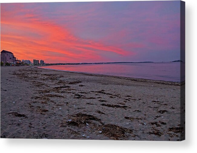 Revere Acrylic Print featuring the photograph Beautiful Red Sunset over Revere Beach Revere MA by Toby McGuire
