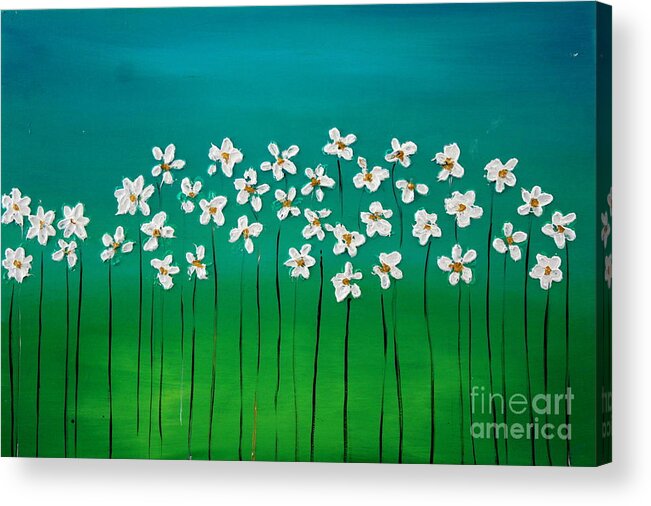 Flowers Acrylic Print featuring the painting Beauty In Blue by Preethi Mathialagan