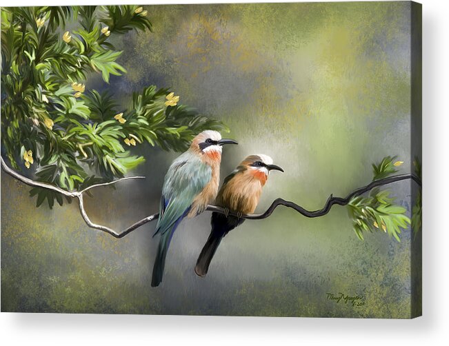 Bird Acrylic Print featuring the digital art Bee-Eater Birds by Thanh Thuy Nguyen