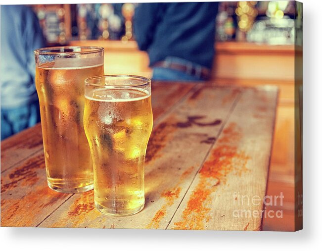 Alcohol Acrylic Print featuring the photograph Beers in a pub by Patricia Hofmeester