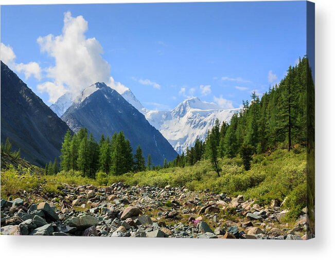 Russian Artists New Wave Acrylic Print featuring the photograph Belukha Sacred Mountain of White Waters by Victor Kovchin