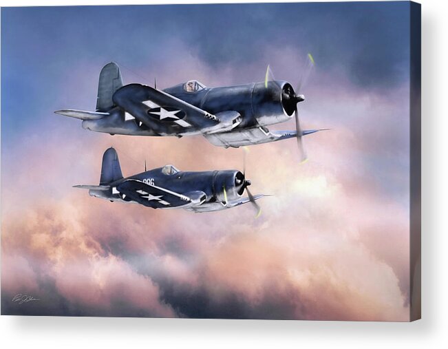 F4u Acrylic Print featuring the digital art Bent Wing Black Sheep by Peter Chilelli