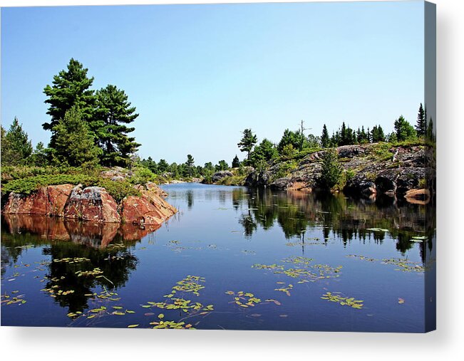 French River Acrylic Print featuring the photograph Between Islands French River Delta by Debbie Oppermann