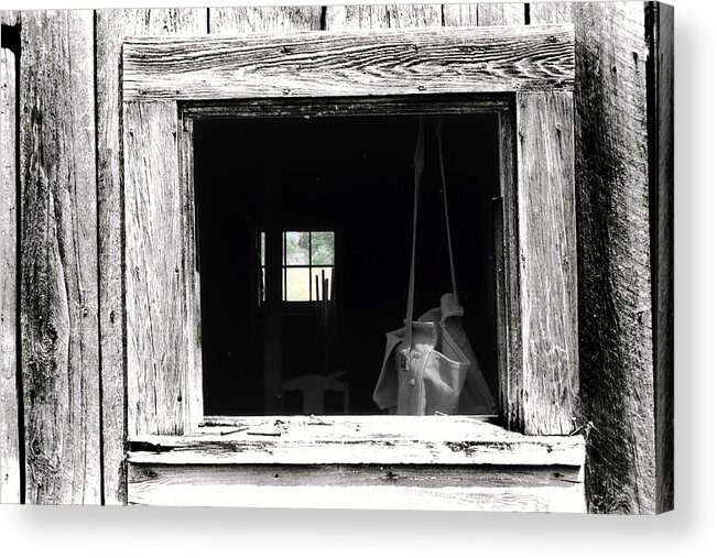 Barn Acrylic Print featuring the photograph Beyond The Barn Window by Steven Dunn