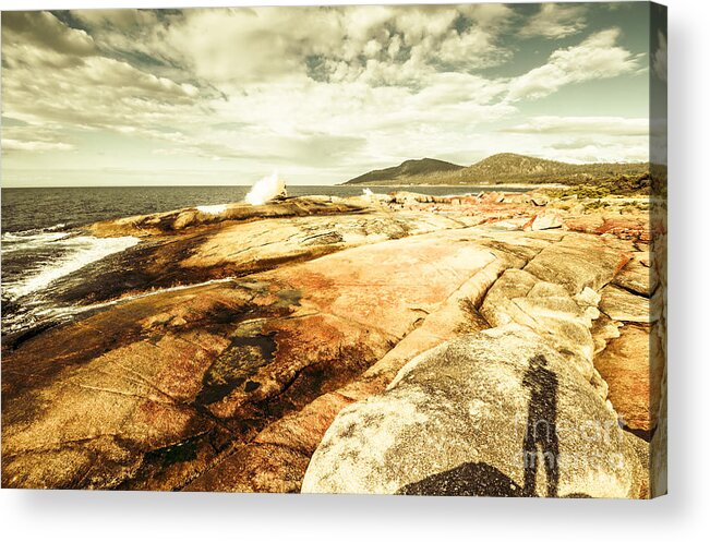 Tasmania Acrylic Print featuring the photograph Bicheno Blowhole tourist by Jorgo Photography