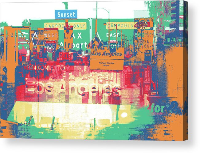 Los Angeles Acrylic Print featuring the mixed media Big Bad L A by Shay Culligan