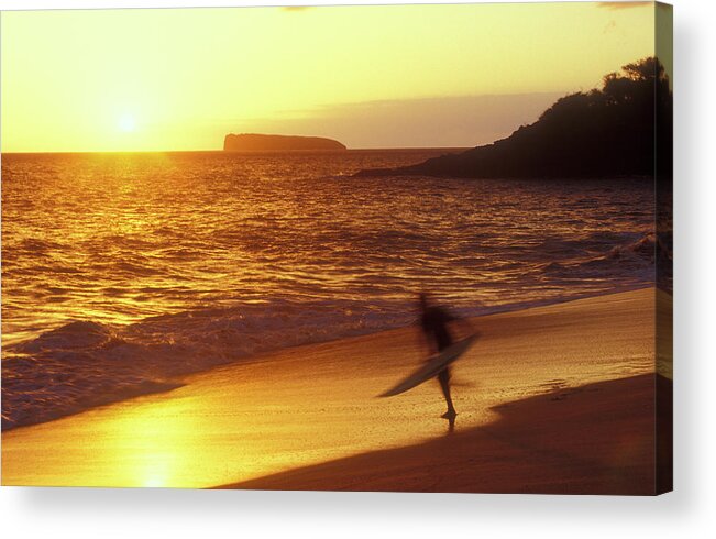 Hawaii Acrylic Print featuring the photograph Big Beach Surfer by John Burk