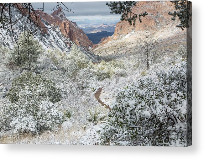 Snow Acrylic Print featuring the photograph Big Bend Window With Snow by Kathy Adams Clark