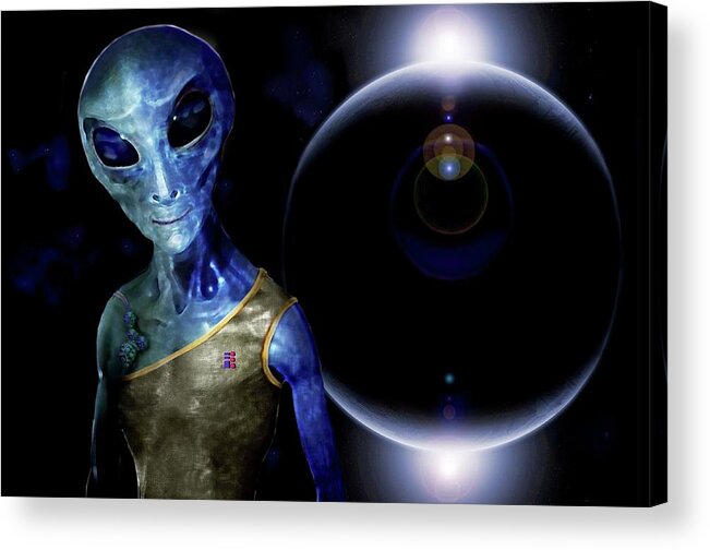 Humanoid Acrylic Print featuring the painting Big Eyes . . . by Hartmut Jager