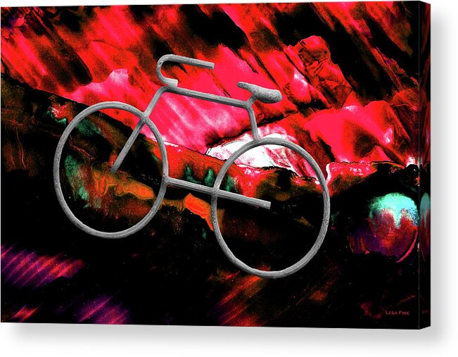 Bike Acrylic Print featuring the mixed media Big Spring Bike RED by Lesa Fine