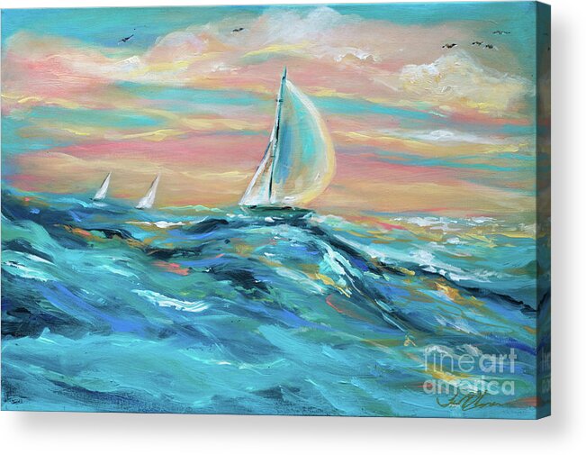 Sailing Acrylic Print featuring the painting Big Swell by Linda Olsen