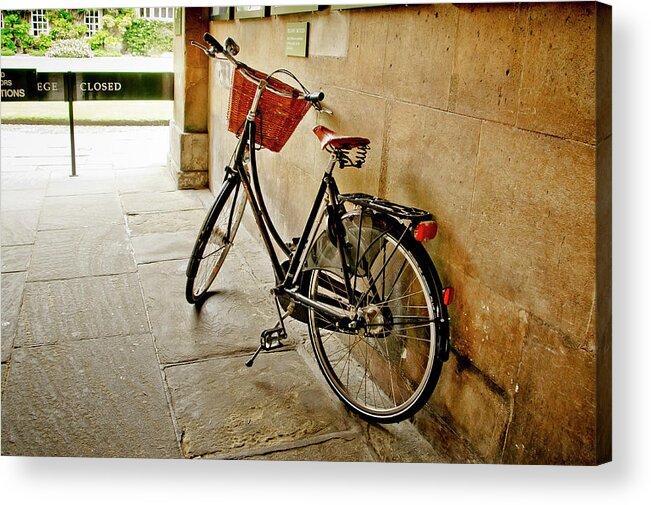 Christ's College Acrylic Print featuring the photograph Bike at the school gate. by Elena Perelman