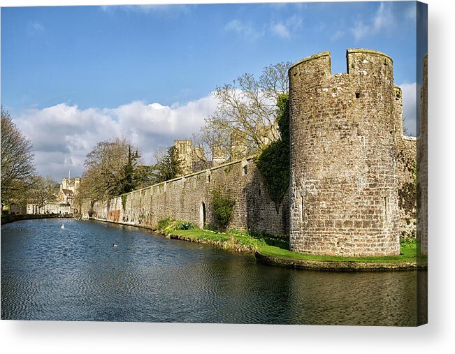 Somerset Acrylic Print featuring the photograph Bishops Palace at Wells Cathedral by Shirley Mitchell