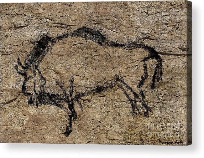 Cave Acrylic Print featuring the digital art Bison from Niaux Cave by Dragica Micki Fortuna
