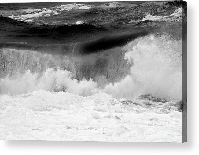 Black And White Acrylic Print featuring the photograph Black And White Ocean Breakers by Adam Jewell