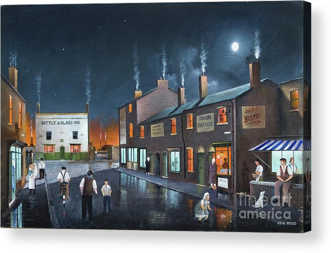 England Acrylic Print featuring the painting Black Country Friday Night - England by Ken Wood