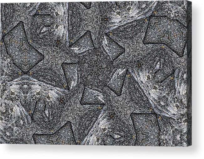 Rock Acrylic Print featuring the photograph Black Granite Kaleido #4 by Peter J Sucy