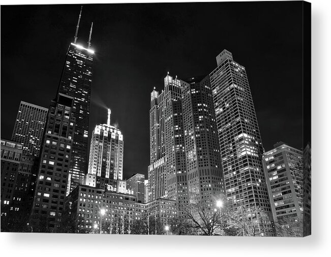 Chicago Acrylic Print featuring the photograph Black Night in the Windy City by Frozen in Time Fine Art Photography