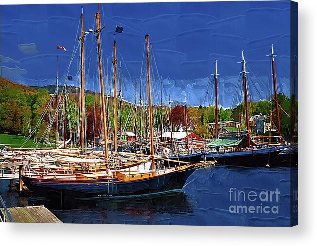 Sailboats Acrylic Print featuring the digital art Black Sailboats by Kirt Tisdale