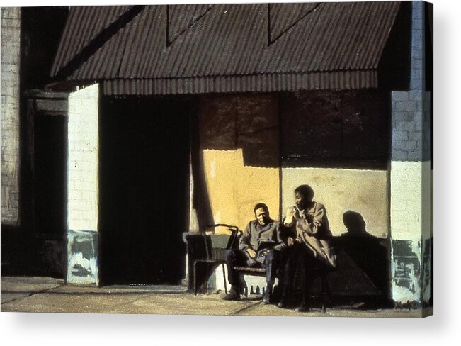 A Trip In The Inner City Series Acrylic Print featuring the painting Blacks and Blues by David Buttram