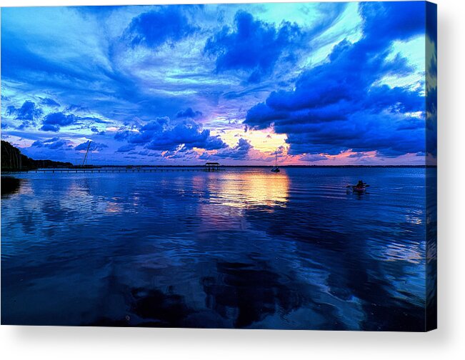Saint Johns River Acrylic Print featuring the photograph Blazing Blue Sunset by Anthony Baatz