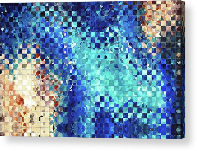 Abstract Acrylic Print featuring the painting Blue Abstract Art - Pieces 2 - Sharon Cummings by Sharon Cummings