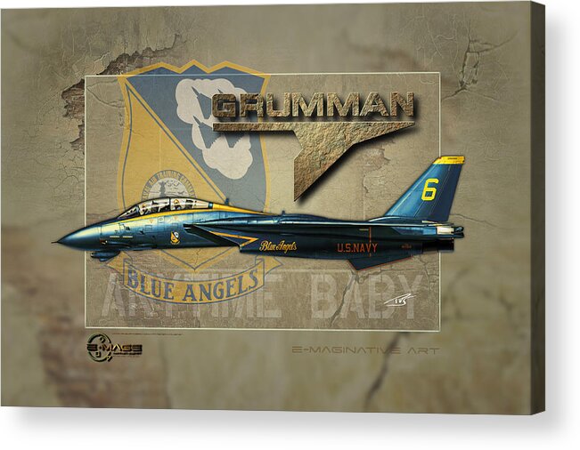 War Acrylic Print featuring the digital art Blue Angels Tomcat  by Peter Van Stigt